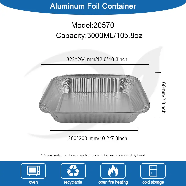 বড়-ক্ষমতা সম্পন্ন বারবিকিউ প্লেট সিলভার অ্যালুমিনিয়াম ফয়েল পাত্রে