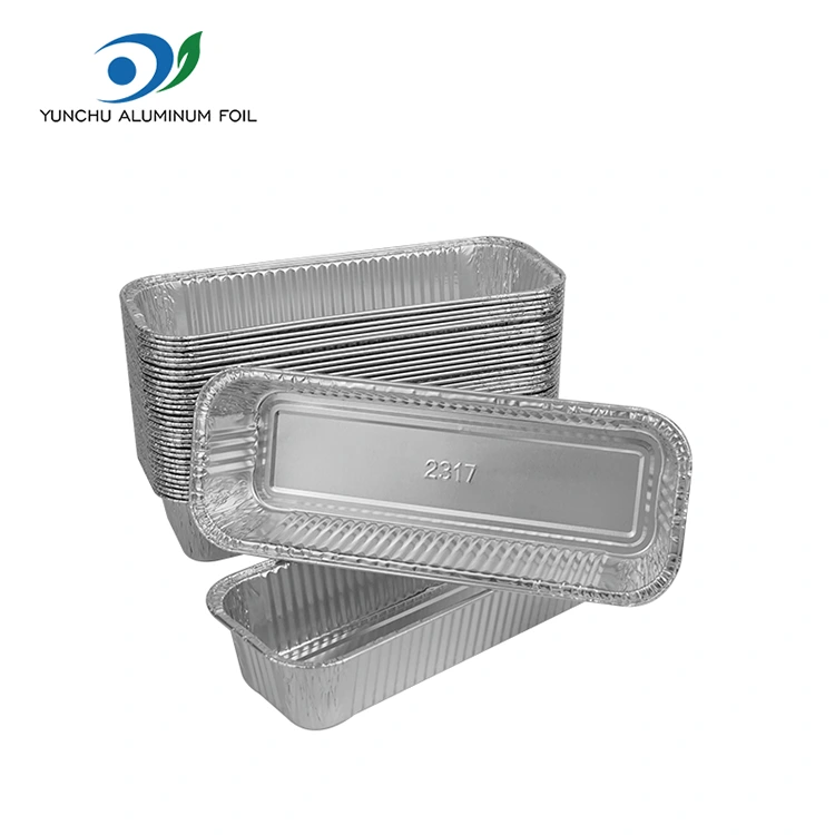 আয়তক্ষেত্রাকার ব্যাগুয়েটস সিলভার অ্যালুমিনিয়াম ফয়েল পাত্রে আয়তক্ষেত্রাকার ব্যাগুয়েটস সিলভার অ্যালুমিনিয়াম ফয়েল পাত্রে