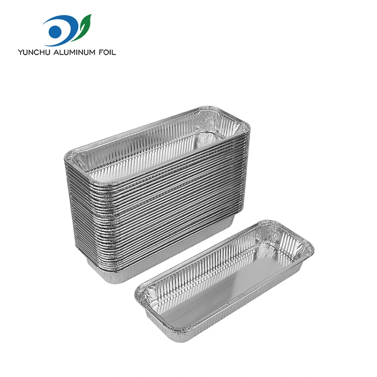 আয়তক্ষেত্রাকার বেকড রুটি সিলভার অ্যালুমিনিয়াম ফয়েল পাত্রে আয়তক্ষেত্রাকার বেকড রুটি সিলভার অ্যালুমিনিয়াম ফয়েল পাত্রে