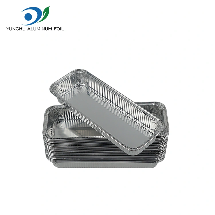 আয়তক্ষেত্রাকার বেকড রুটি সিলভার অ্যালুমিনিয়াম ফয়েল পাত্রে