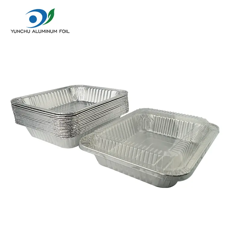 আয়তক্ষেত্রাকার টেকওয়ে টার্কি প্লেট সিলভার অ্যালুমিনিয়াম ফয়েল পাত্রে