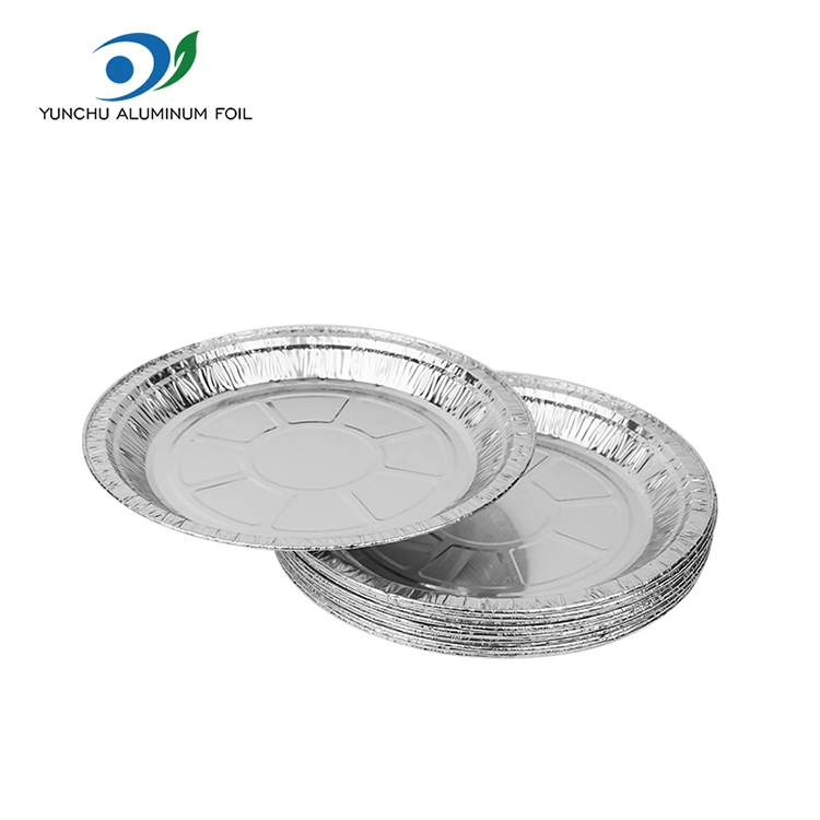 রাউন্ড এয়ার ফ্রায়ার পিজ্জা সিলভার অ্যালুমিনিয়াম ফয়েল পাত্রে