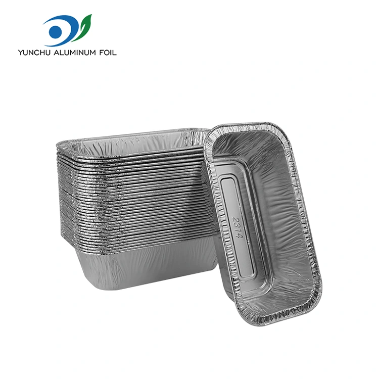 আয়তক্ষেত্রাকার এয়ার ফ্রায়ার বেকিং সিলভার অ্যালুমিনিয়াম ফয়েল পাত্রে