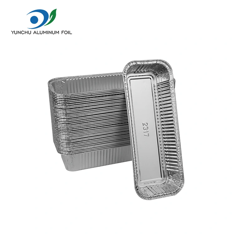 আয়তক্ষেত্রাকার ব্যাগুয়েটস সিলভার অ্যালুমিনিয়াম ফয়েল পাত্রে