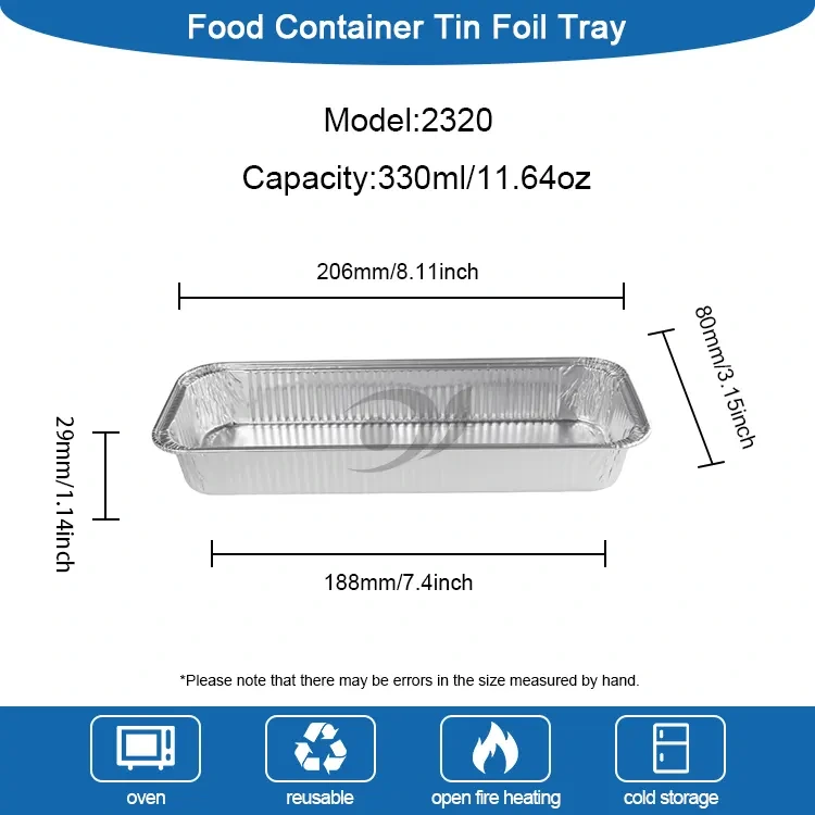 আয়তক্ষেত্রাকার বেকড রুটি সিলভার অ্যালুমিনিয়াম ফয়েল পাত্রে