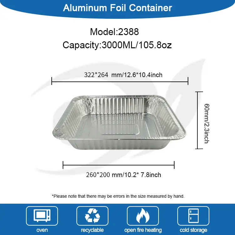 আয়তক্ষেত্রাকার টেকওয়ে টার্কি প্লেট সিলভার অ্যালুমিনিয়াম ফয়েল পাত্রে