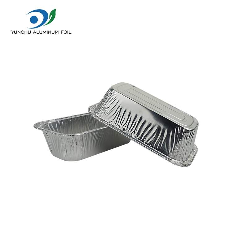 আয়তক্ষেত্রাকার এয়ার ফ্রায়ার বেকিং সিলভার অ্যালুমিনিয়াম ফয়েল পাত্রে