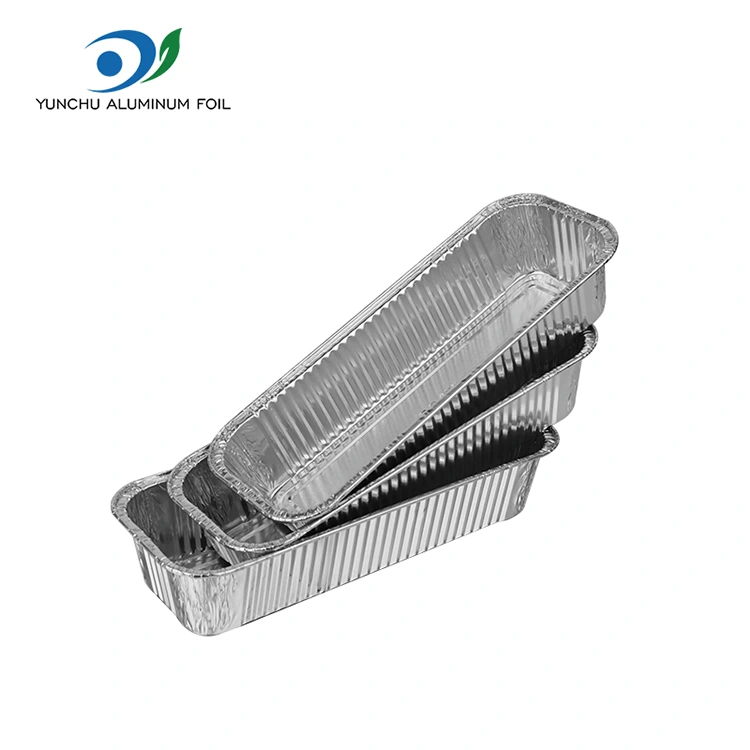 আয়তক্ষেত্রাকার ব্যাগুয়েটস সিলভার অ্যালুমিনিয়াম ফয়েল পাত্রে