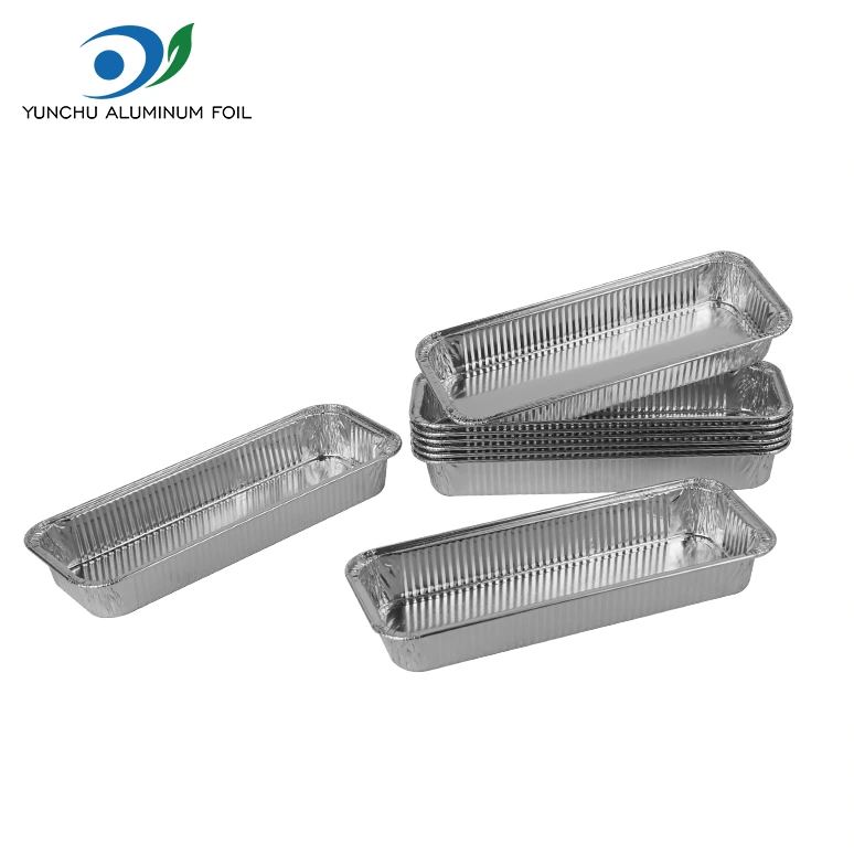 আয়তক্ষেত্রাকার বেকড রুটি সিলভার অ্যালুমিনিয়াম ফয়েল পাত্রে