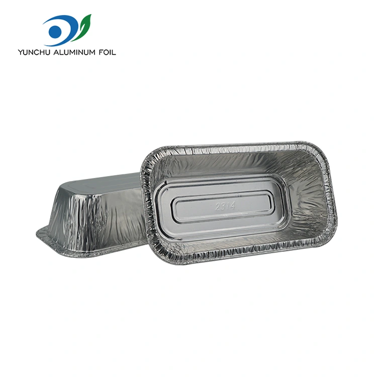 আয়তক্ষেত্রাকার এয়ার ফ্রায়ার বেকিং সিলভার অ্যালুমিনিয়াম ফয়েল পাত্রে