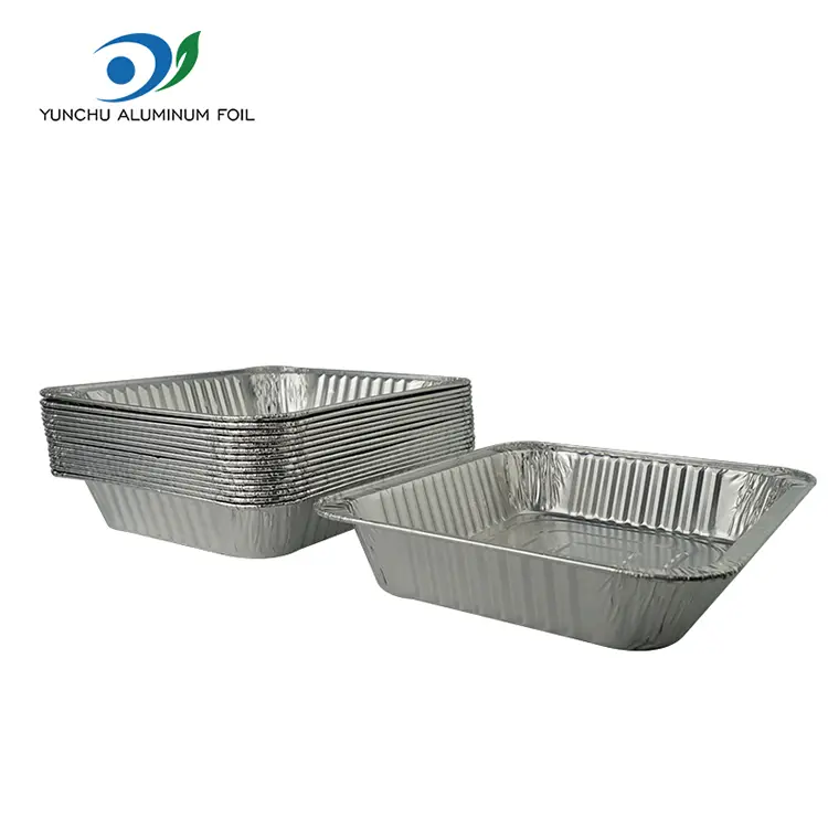 আয়তক্ষেত্রাকার টেকওয়ে টার্কি প্লেট সিলভার অ্যালুমিনিয়াম ফয়েল পাত্রে