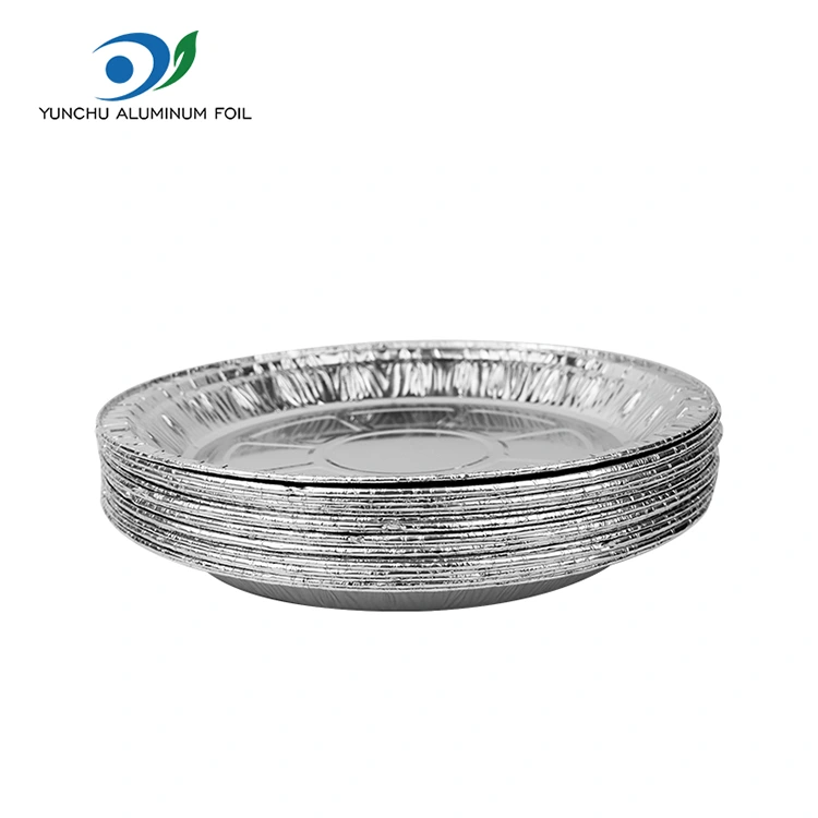রাউন্ড এয়ার ফ্রায়ার পিজ্জা সিলভার অ্যালুমিনিয়াম ফয়েল পাত্রে