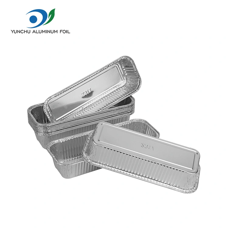 আয়তক্ষেত্রাকার ব্যাগুয়েটস সিলভার অ্যালুমিনিয়াম ফয়েল পাত্রে