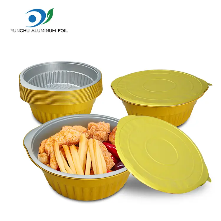 ডিসপোজেবল হট পট সোনার বৃত্তাকার অ্যালুমিনিয়াম ফয়েল পাত্রে ডিসপোজেবল হট পট সোনার বৃত্তাকার অ্যালুমিনিয়াম ফয়েল পাত্রে
