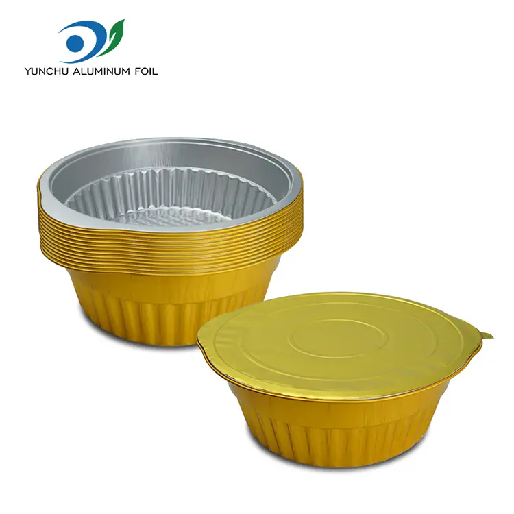 ডিসপোজেবল হট পট সোনার বৃত্তাকার অ্যালুমিনিয়াম ফয়েল পাত্রে