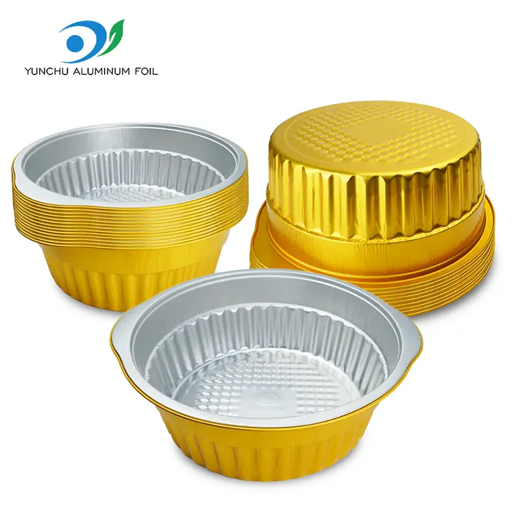 ডিসপোজেবল হট পট সোনার বৃত্তাকার অ্যালুমিনিয়াম ফয়েল পাত্রে