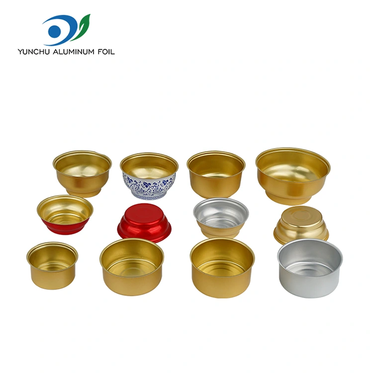 ডিসপোজেবল রাউন্ড টেকওয়ে বক্স ছোট গোল্ডেন বাটি অ্যালুমিনিয়াম ফয়েল পাত্রে