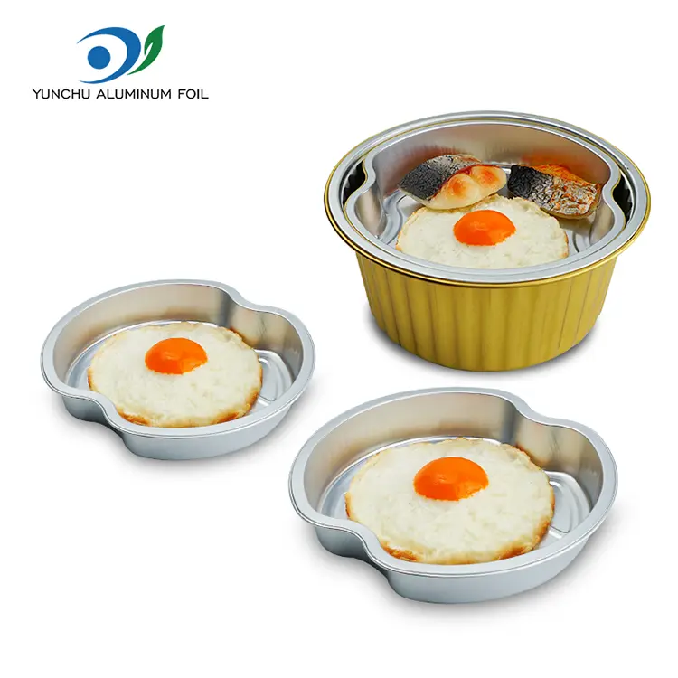 ডিসপোজেবল টায়ার্ড টেকওয়েস রাউন্ড অ্যালুমিনিয়াম ফয়েল পাত্রে