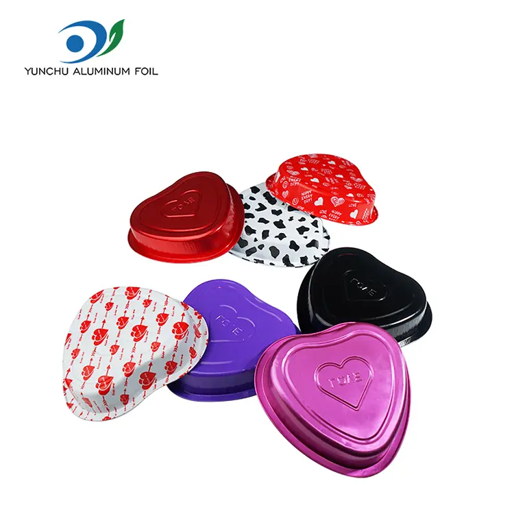 হৃদয় আকৃতির প্যাস্ট্রি বেকিং স্মুথওয়াল অ্যালুমিনিয়াম ফয়েল পাত্রে