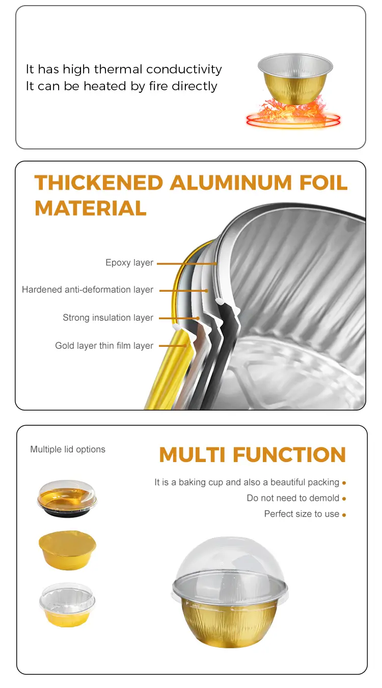 Round cake color Smoothwall Aluminum Foil Containers