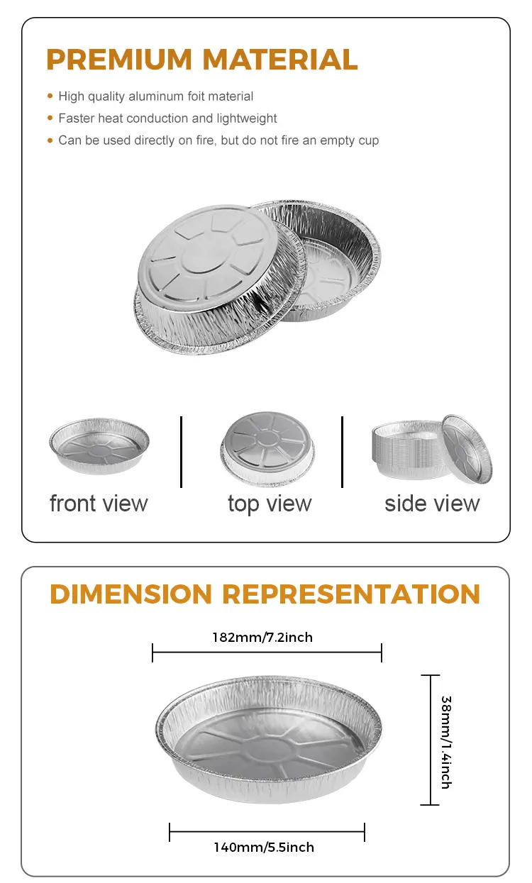 Disposable Round Silver Aluminum Foil Containers For Takeaway Food