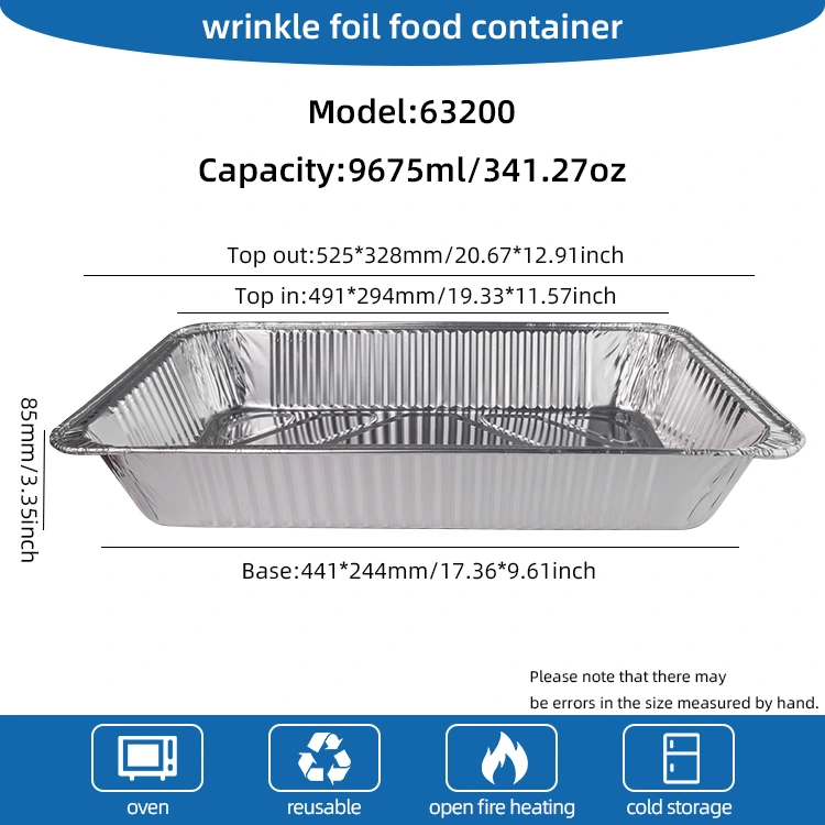 বড় ক্ষমতা বহিরঙ্গন বেকিং ট্রে সিলভার অ্যালুমিনিয়াম ফয়েল পাত্রে