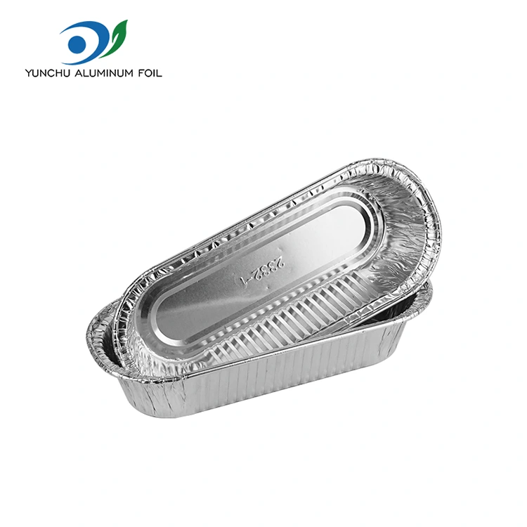 ওভাল এয়ার ফ্রায়ার বেকিং সিলভার অ্যালুমিনিয়াম ফয়েল পাত্রে