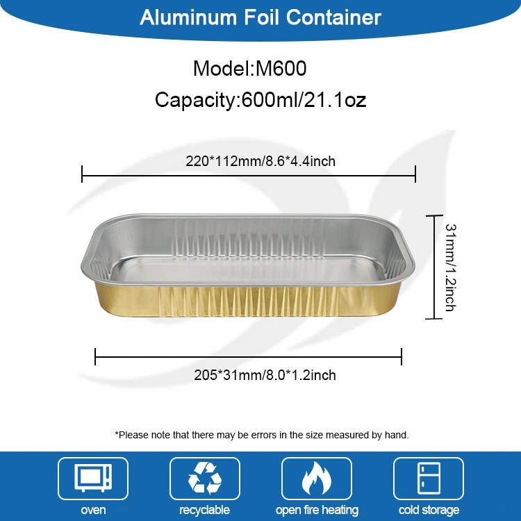 আয়তক্ষেত্রাকার সোনালি বেক স্মুথওয়াল অ্যালুমিনিয়াম ফয়েল পাত্রে