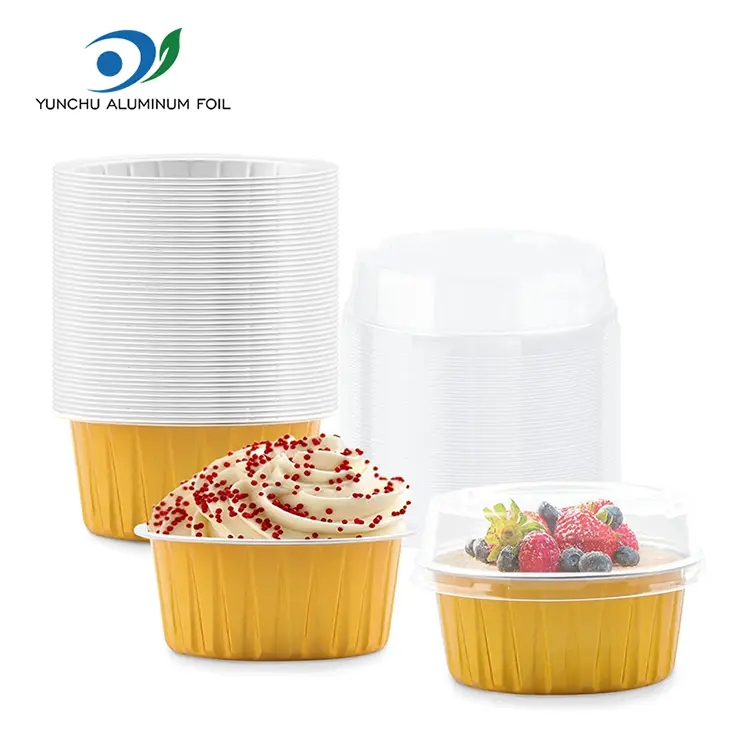 বৃত্তাকার বেকড কেক স্মুথওয়াল অ্যালুমিনিয়াম ফয়েল পাত্রে