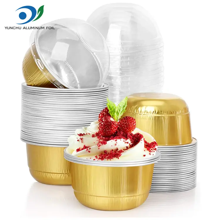 গোল্ডেন অ্যালুমিনিয়াম ফয়েল ডেজার্ট কাপ -150 মিলি গম্বুজ আকৃতি