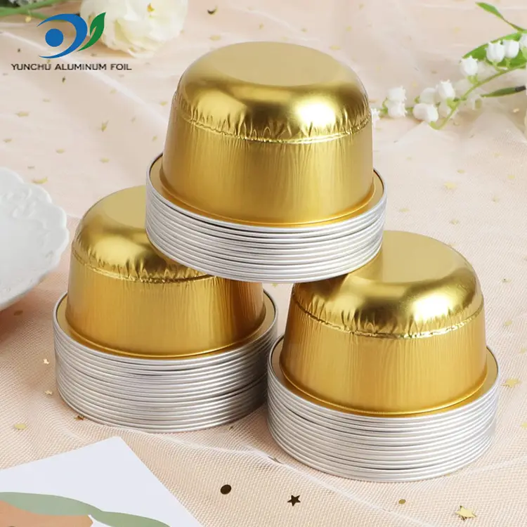 গোল্ডেন অ্যালুমিনিয়াম ফয়েল ডেজার্ট কাপ -150 মিলি গম্বুজ আকৃতি