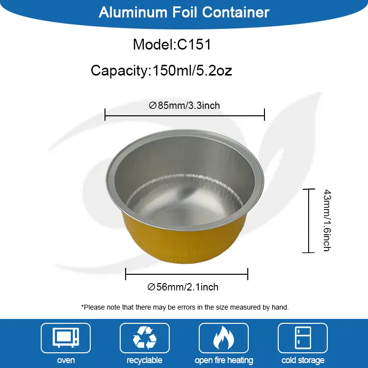 গোল্ডেন অ্যালুমিনিয়াম ফয়েল ডেজার্ট কাপ -150 মিলি গম্বুজ আকৃতি