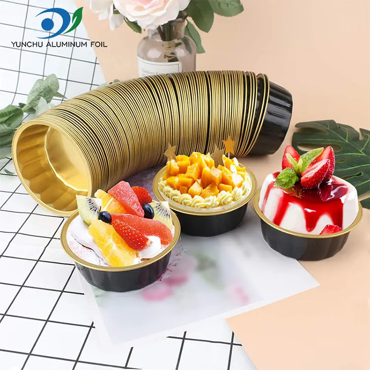 মিষ্টান্ন স্মুথওয়াল অ্যালুমিনিয়াম ফয়েল ধারকগুলির জন্য রাউন্ড বাটি