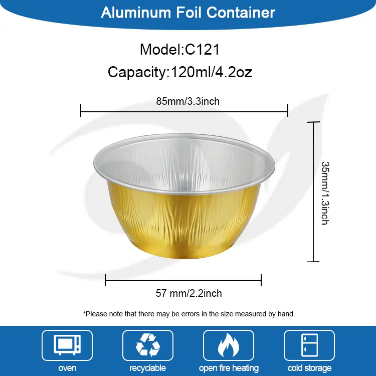 বৃত্তাকার কেক রঙ স্মুথওয়াল অ্যালুমিনিয়াম ফয়েল পাত্রে