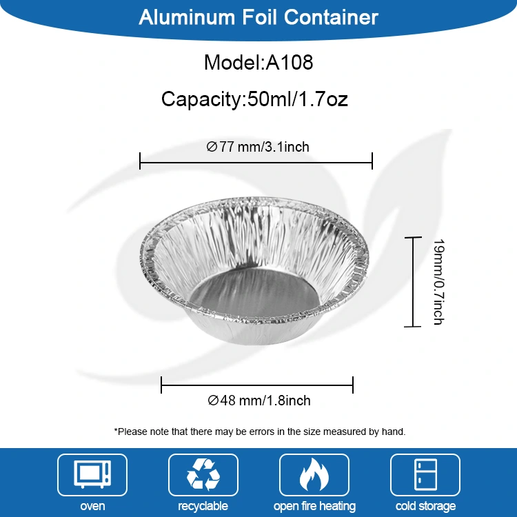 স্ন্যাকস সিলভার অ্যালুমিনিয়াম ফয়েল খাবারের ধারক জন্য বৃত্তাকার ডিমের টার্ট