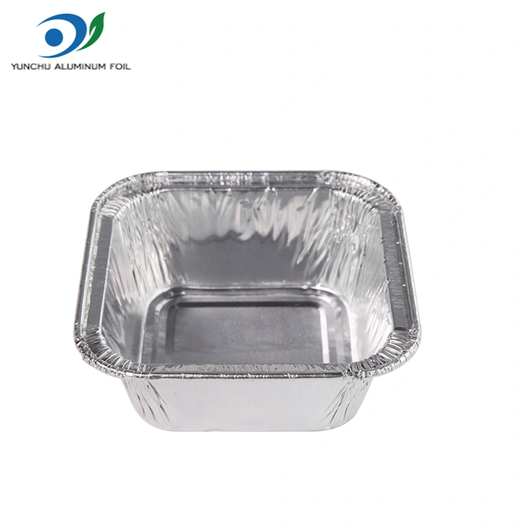 স্কয়ার এয়ার ফ্রায়ার সিলভার অ্যালুমিনিয়াম ফয়েল পাত্রে