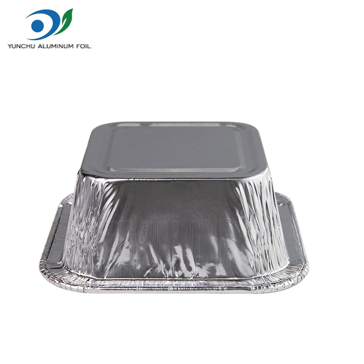 স্কয়ার এয়ার ফ্রায়ার সিলভার অ্যালুমিনিয়াম ফয়েল পাত্রে