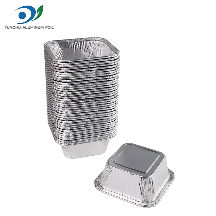 স্কয়ার এয়ার ফ্রায়ার সিলভার অ্যালুমিনিয়াম ফয়েল পাত্রে