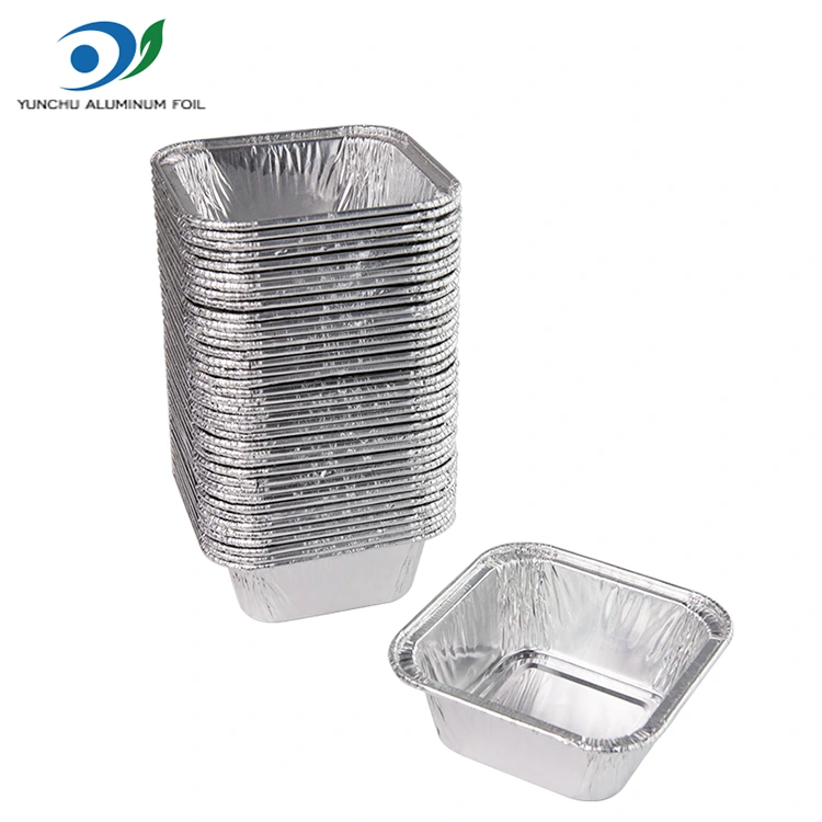 স্কয়ার এয়ার ফ্রায়ার সিলভার অ্যালুমিনিয়াম ফয়েল পাত্রে