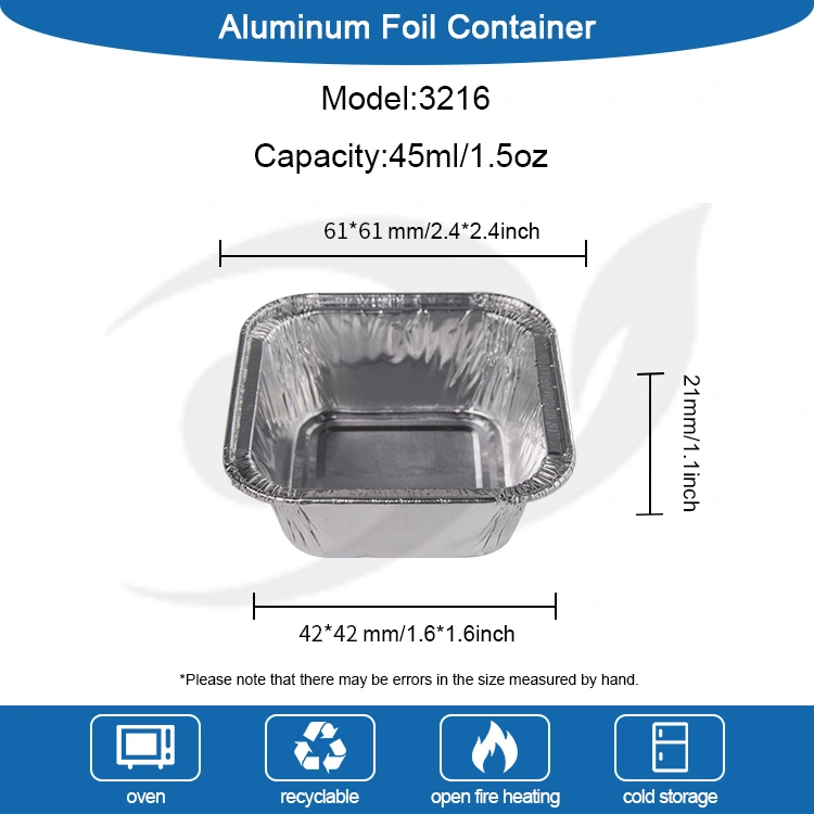 স্কয়ার এয়ার ফ্রায়ার সিলভার অ্যালুমিনিয়াম ফয়েল পাত্রে