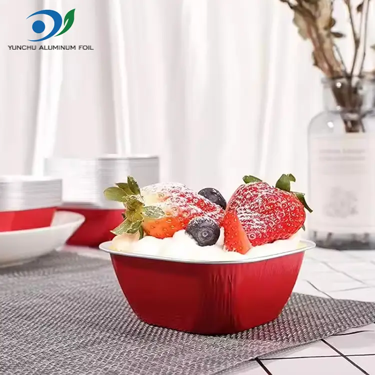 বর্গাকার রঙ বেকিং স্মুথওয়াল অ্যালুমিনিয়াম ফয়েল পাত্রে