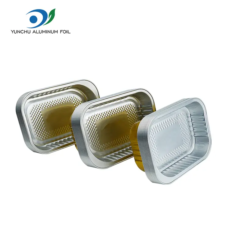 স্কোয়ার টেকওয়ে ডাইনিং সোনার অ্যালুমিনিয়াম ফয়েল পাত্রে