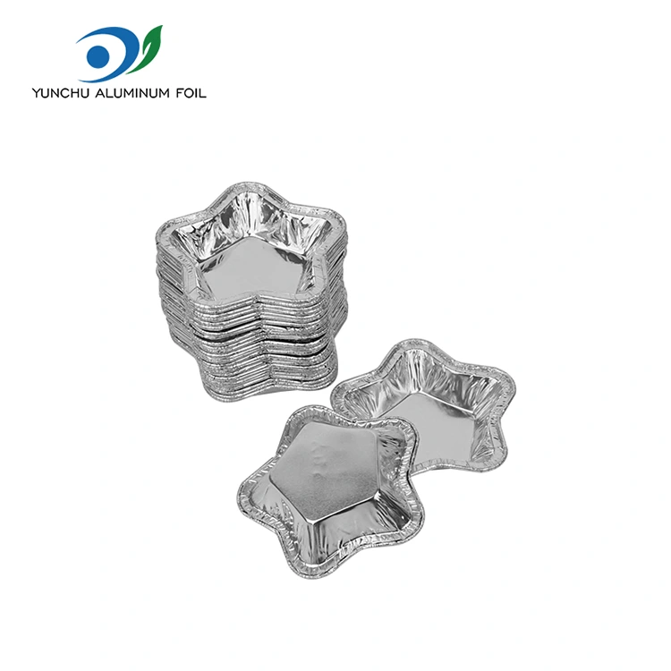 অ্যালুমিনিয়াম ফয়েল ফুড কন্টেইনার বেক করার জন্য তারকা আকৃতির অ্যালুমিনিয়াম ফয়েল টার্ট কাপ