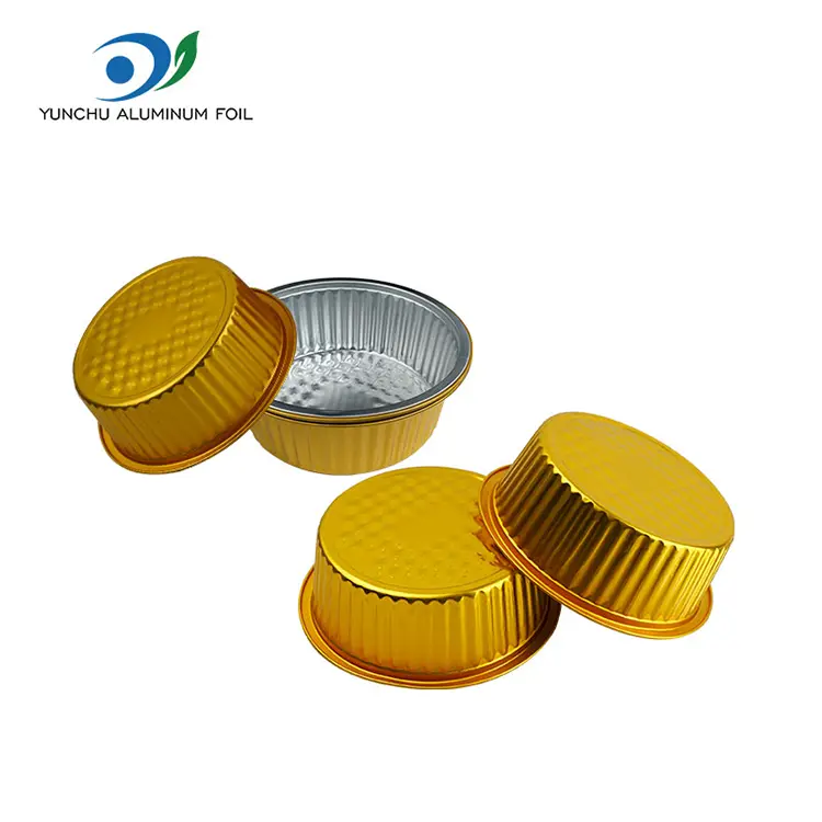 টেকওয়ে ছোট গরম পাত্র সোনালি বৃত্তাকার অ্যালুমিনিয়াম ফয়েল পাত্রে