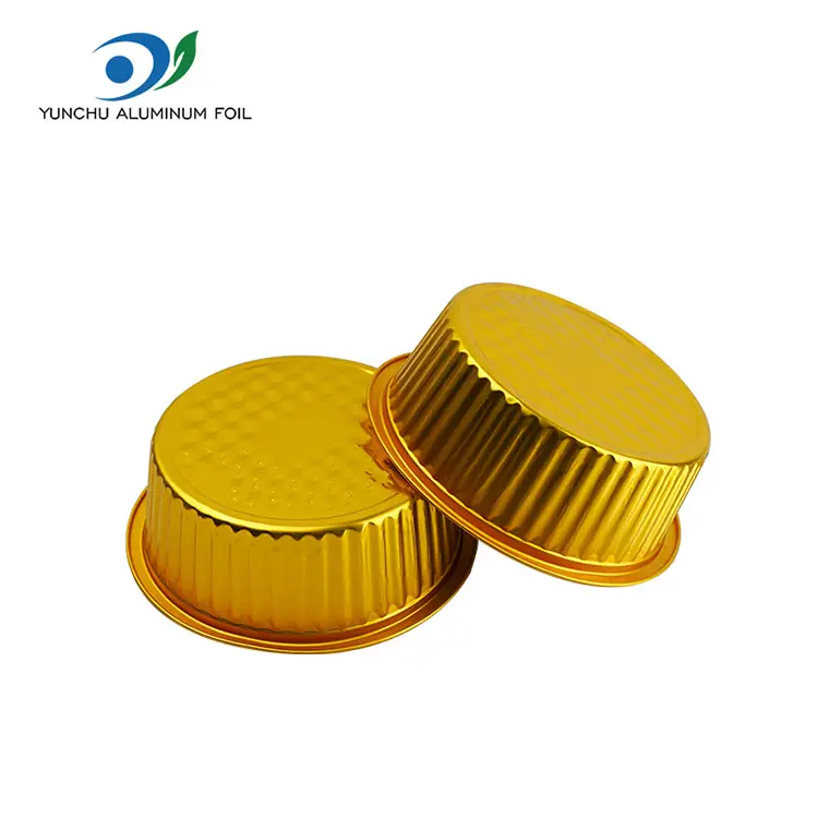 টেকওয়ে ছোট গরম পাত্র সোনালি বৃত্তাকার অ্যালুমিনিয়াম ফয়েল পাত্রে